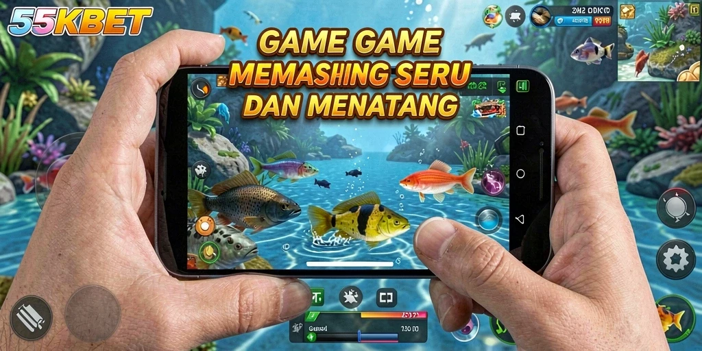 Screenshot 55KBET menampilkan gameplay memancing yang seru dan menantang.