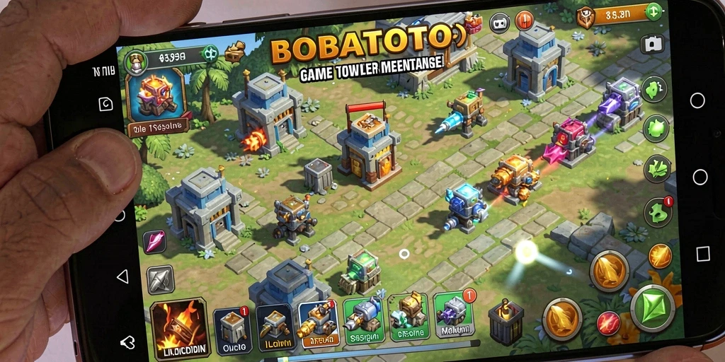 Tangkapan layar menampilkan aksi mendebarkan dalam permainan Tower Defense BOBATOTO.