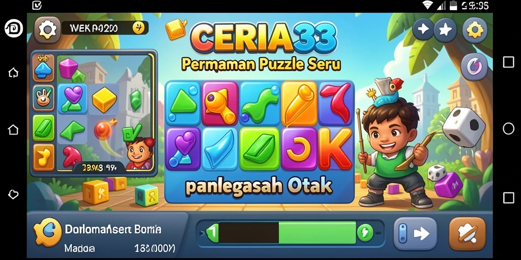 Tampilan gameplay CERIA33 yang menarik dan penuh warna.