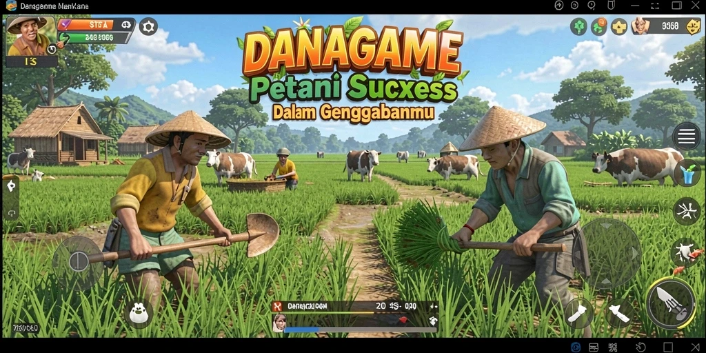 Screenshot gameplay menunjukkan aktivitas bertani yang seru dan interaktif.