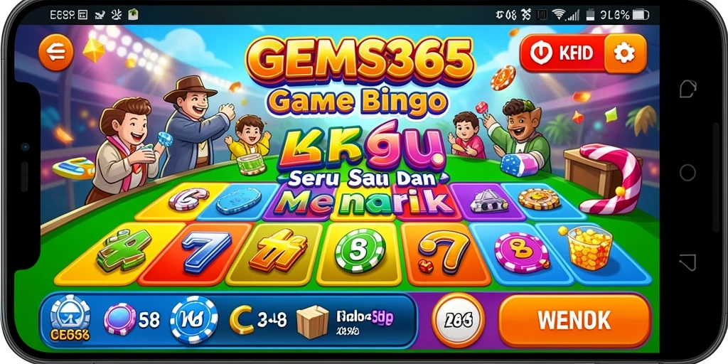 Tampilan gameplay seru dari GEMS365 yang menggambarkan momen Bingo yang menyenangkan.