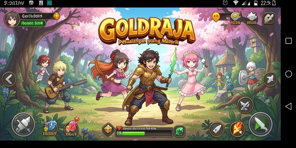 Screenshot gameplay <strong>GOLDRAJA</strong> menampilkan karakter anime yang beraksi dalam pertempuran.