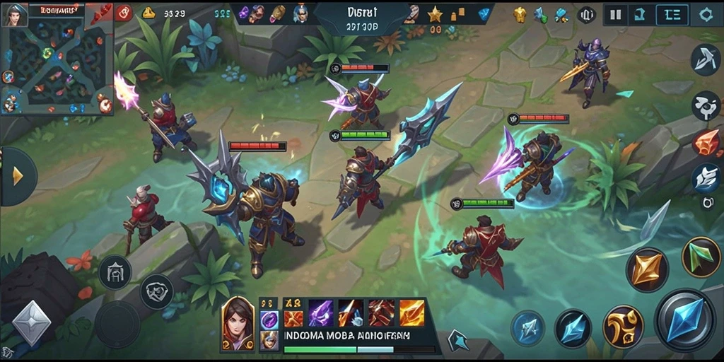 Screenshot gameplay <strong>INDOMAREVIP</strong> menampilkan pertempuran seru antara karakter-karakter unik.