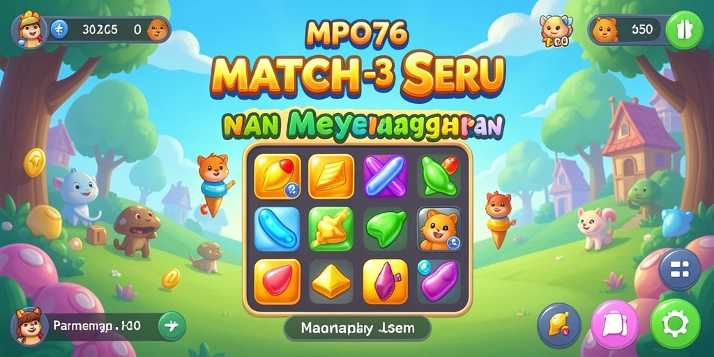 Tangkapan layar MPO76 menampilkan gameplay memikat Match-3 yang seru.