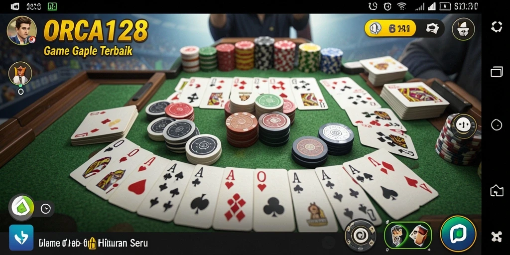 Tampilan gameplay seru ORCA128 dalam permainan Gaple.