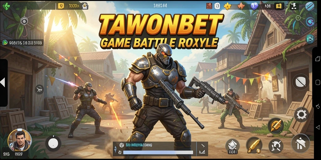 Screenshot gameplay seru dari TAWONBET dalam pertempuran Battle Royale.