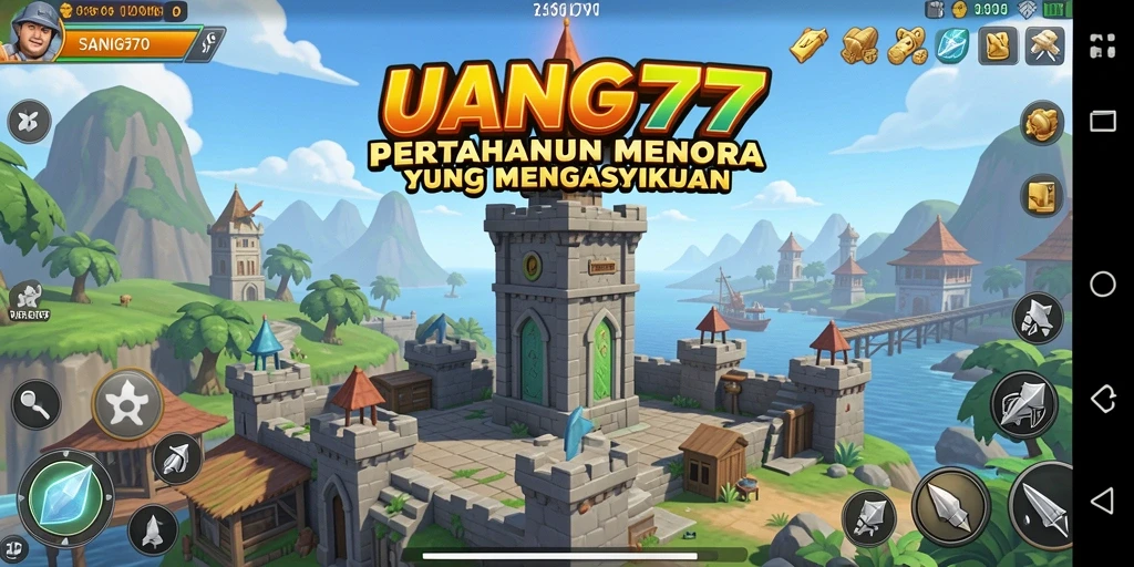 Gameplay menarik UANG77 dengan menara dan musuh yang menantang.